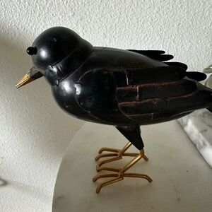 Weighted metal black crow Bird Figurine